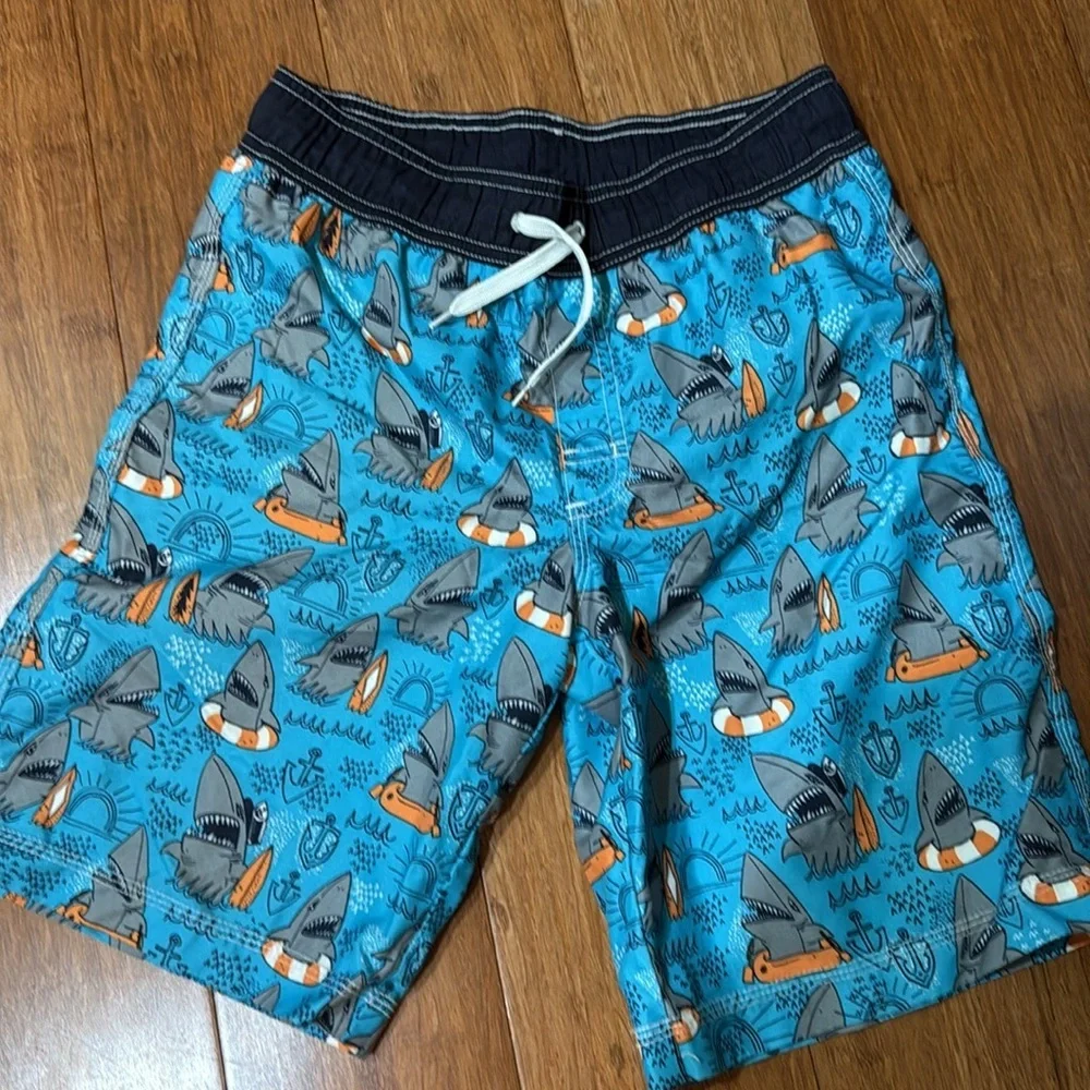 Gymboree boys bundle of swim trunks, sharks, fish, octopus size large (10-12)